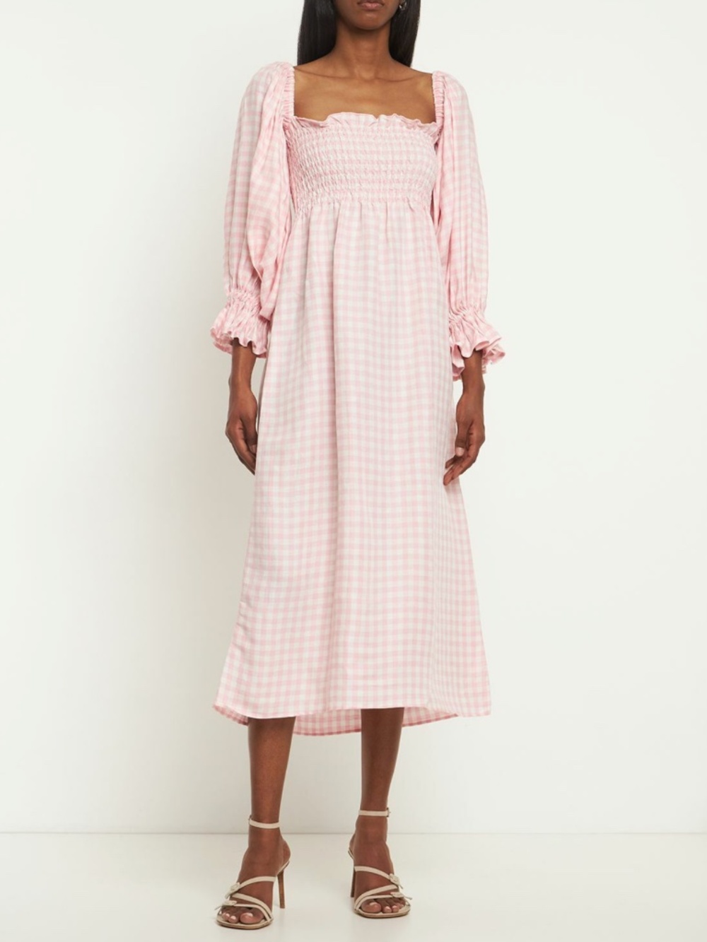 SLEEPER Atlanta Off-the-shoulder Midi Dress Pink Small